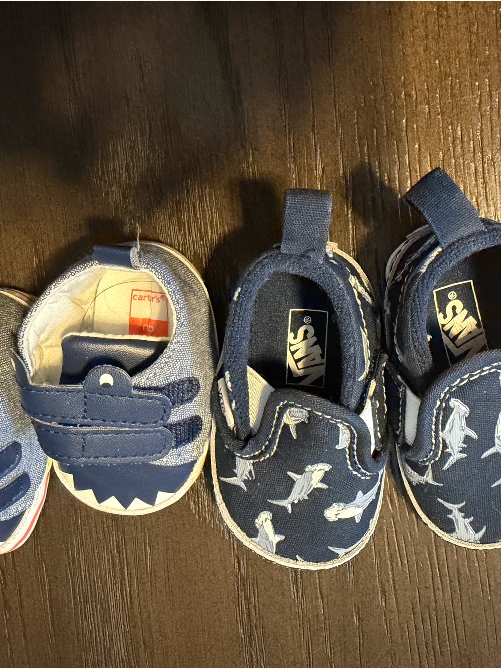 Vans Navy and Carters Baby Slip-On Shoes with Shark Print